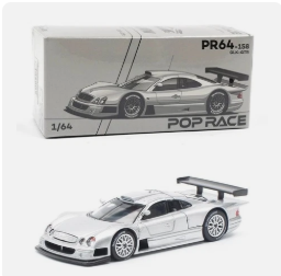 Pop Race 1:64 Mercedes-Benz AMG CLK GTR Silver #158