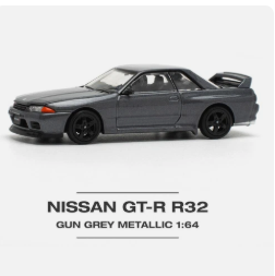 Pop Race Nissan GT-R R32 - Gun Grey Metallic 1:64 Scale Diecast Car PR640101