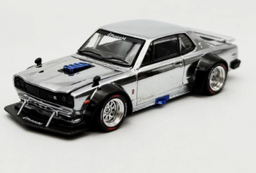Pop Race 1:64 Nissan GT-R V8 Drift Hakosuka Chrome Silver HK ToyCar Salon #330
