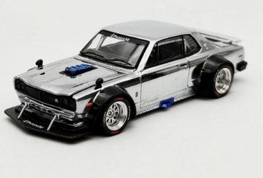 Pop Race 1:64 Nissan GT-R V8 Drift Hakosuka Chrome Silver HK ToyCar Salon #330