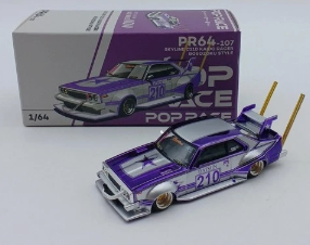 Pop Race Nissan Skyline GT-R V8 Drift (Hakosuka) - Dark Chrome 1:64 Car PR64-97