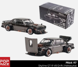 Pop Race Nissan Skyline GT-R V8 Drift (Hakosuka) - Dark Chrome 1:64 Car PR64-97