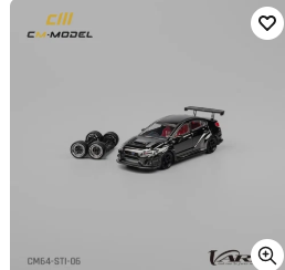 CM MODEL - Subaru Varis WRX STI Wide Body 1.0 ChRome Black w/EXTRA WHEELS
