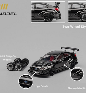 CM Model Subaru WRX Varis WideBody 2.0 Chrome Black w/ Extra Wheels set 1/64