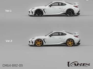 CM Model Subaru BRZ Varis Widebody custom White w/ Extra Wheels set 1/64