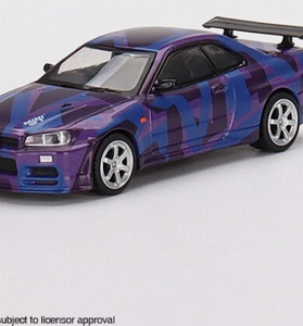 Mini-GT 5 Year Model: Purple Digital Camo NISSAN SKYLINE GT-R R34 V-Spec II #446