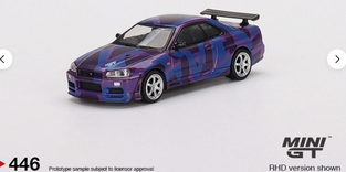 Mini-GT 5 Year Model: Purple Digital Camo NISSAN SKYLINE GT-R R34 V-Spec II #446