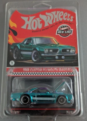 HOT WHEELS RLC AQUA 1968 CUSTOM PLYMOUTH BARRACUDA