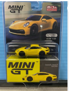 MINI GT MIJO EXCLUSIVES #497PORSCHE 911 CARRERA 4S RACING YELLOW