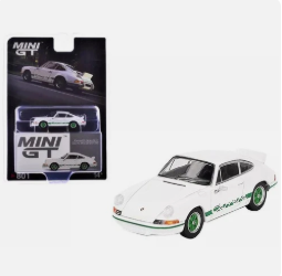 Mini GT 1:64 Porsche 911 Carrera RS 2.7 Grand Prix White with Green Livery #801