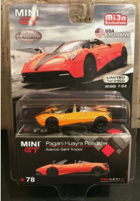 Mini GT #78 Orange Arancio Saint Tropez Pagani Huayra Roadster