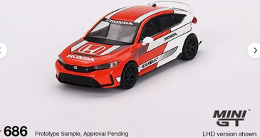 Mini GT 1:64 Honda Civic TYPE R 2023 Pace Car Red #686