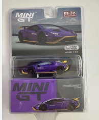 Mini GT Purple and Yellow (Viola Pasifae) Lamborghini Huracan STO MiJo Exc #746