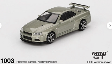 Mini GT 1:64 Nissan GT-R (R34) V-Spec II Nür Millenium Jade #1003