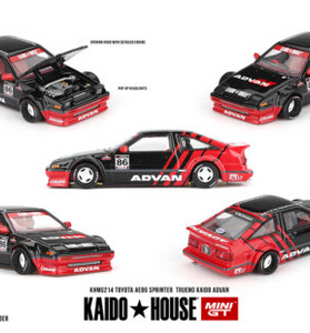 Kaido House x Mini GT Toyota AE86 Sprinter Trueno Kaido ADVAN – Red/Black