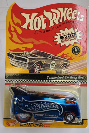 2001 Hot Wheels 10th ANNIVERSARY PHILIP RIEHLMAN ~ VW Drag Bus Metallic Blue