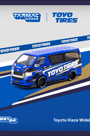 Tarmac Works 1:64 Toyota Hiace Widebody Toyo Tires – Blue – Hobby64