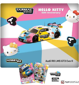 Tarmac Works 1:64 Audi R8 LMS GT3 Evo II Macau GT Cup – FIA GT World Cup 2023 – Race Version Uno Racing Adderly Fong Model Car + Trading Cards Combo Set – Hobby64