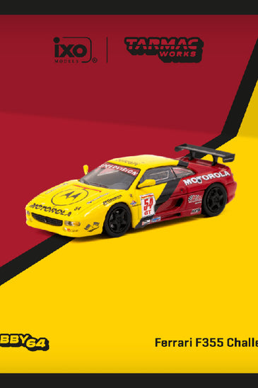 Tarmac Works 1:64 Ferrari F355 Challenge World Challenge Series 2000 Matt Drendel – Yellow Red- Hobby64