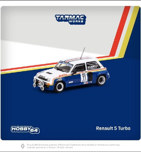 Tarmac Works 1:64 Renault 5 Turbo #11 Costa Brava Rally 1985 – White/Blue – Hobby64