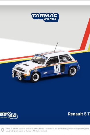 Tarmac Works 1:64 Renault 5 Turbo #11 Costa Brava Rally 1985 – White/Blue – Hobby64