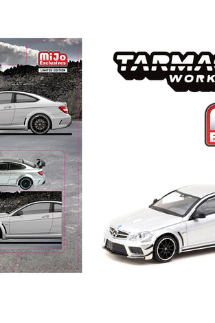 Tarmac Works 1:64 Mercedes-Benz C 63 AMG Coupé Black Series – Silver Metallic- Global64 – Mijo Exclusives