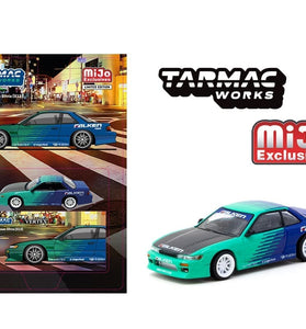 Tarmac Works 1:64 VERTEX Nissan Silvia (S13) Falken – Blue – MiJo Exclusives Limited Edition