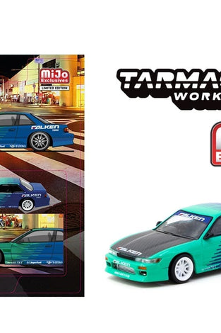 Tarmac Works 1:64 VERTEX Nissan Silvia (S13) Falken – Blue – MiJo Exclusives Limited Edition