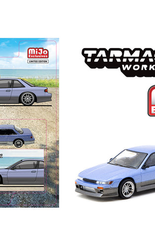 Tarmac Works 1:64 Vertex Nissan Silvia S13 – Blue/Grey – Global64 MiJo Exclusives