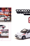 Tarmac Works 1:64 Mitsubishi Lancer RS Evolution – White- Global64 – Mijo Exclusives