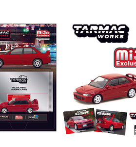 Tarmac Works 1:64 Mitsubishi Lancer GSR Evolution II with 1 Pack Trading Card Included – Red