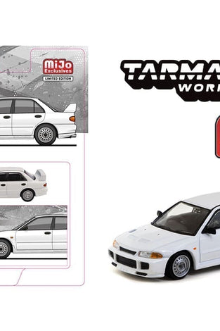 Tarmac Works 1:64 Mitsubishi Lancer RS Evolution III – White – MiJo Exclusives