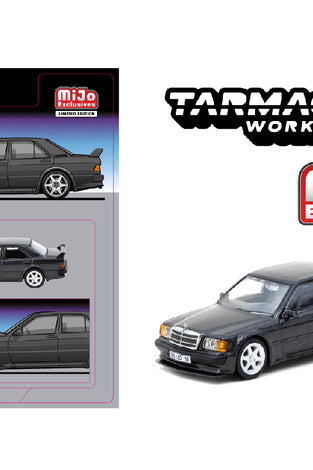 Tarmac Works 1:64 Mercedes-Benz 190 E 2.5-16 EVO 1 – Black – Global64 MiJo Exclusives Limited Edition