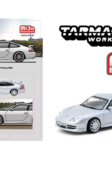 Tarmac Works 1:64 Porsche 911 GT3 (Type 996) – Silver- Global64 – Mijo Exclusives