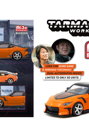 Tarmac Works 1:64 Nissan VeilSide FFZ400 Fairlady Z – Orange – Global64 MiJo Exclusives Limited Edition
