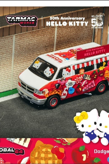 Tarmac Works 1:64 Dodge Van Hello Kitty Food Truck- White – MiJo Exclusives