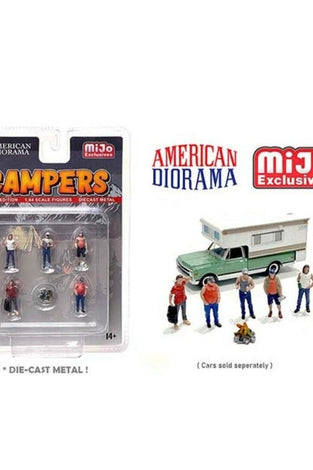 American Diorama 1:64 - Campers Figures - 6pcs Set - Diecast Metal