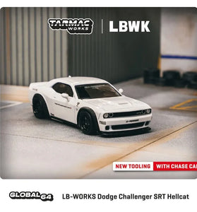 Tarmac Works White Dodge Challenger SRT Hellcat LBWK