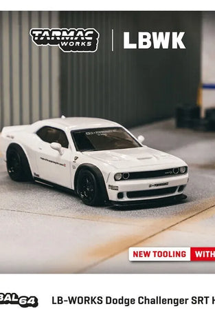 Tarmac Works White Dodge Challenger SRT Hellcat LBWK