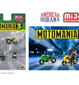 American Diorama 1:64 Moto Mania 3, Figure & Bike Set Diecast