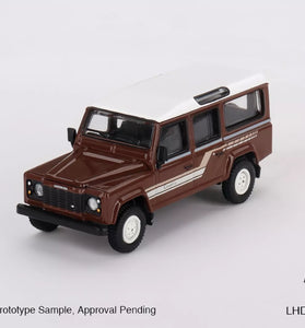 Mini GT 1:64 Land Rover Defender 110 1985 County Station Wagon Russet Brown