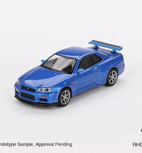 Mini GT 1:64 #759 Nissan GT-R (R34) V-Spec Bayside Blue