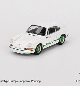 Mini GT 1:64 #801 Porsche 911 Carrera RS 2.7 Grand Prix White with Green Livery