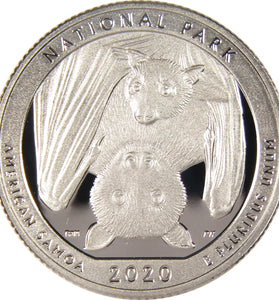 2020-S SILVER PROOF WASHINGTON AMERICAN SAMOA STATE PARK QUARTER