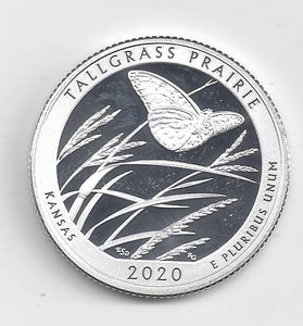 2020-S SILVER PROOF WASHINGTON TALL GRASS PRAIRIE STATE PARK QUARTER