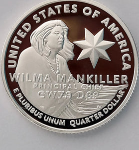 2022-S SILVER PROOF WASHINGTON WILMA MANKILLER QUARTER