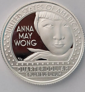 2022-S SILVER PROOF WASHINGTON ANNA MAY WONG QUARTER