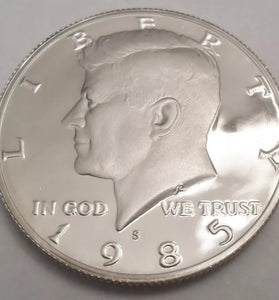 1985-S CLAD PROOF KENNEDY HALF DOLLAR