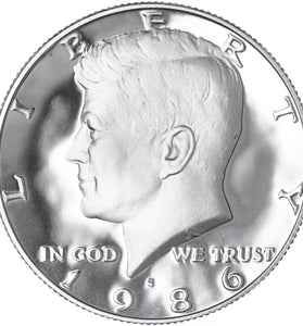 1986-S CLAD PROOF KENNEDY HALF DOLLAR