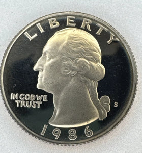 1986-S CLAD PROOF WASHINGTON QUARTER